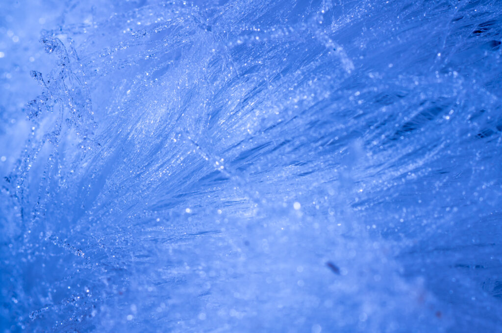 Macrofoto van ijshaar met High key techniek